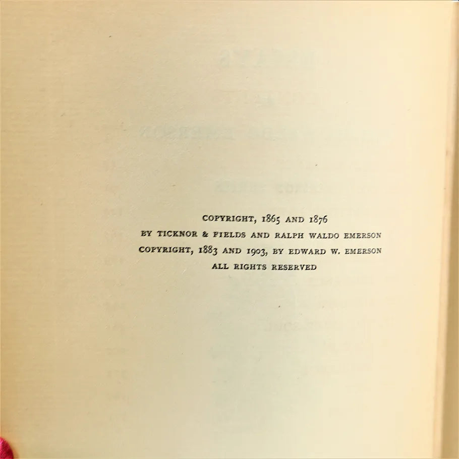 1903 The Complete Works of Ralph Waldo Emerson Centenary Edition Vol II Essays First Series Hardcover Book Copyright