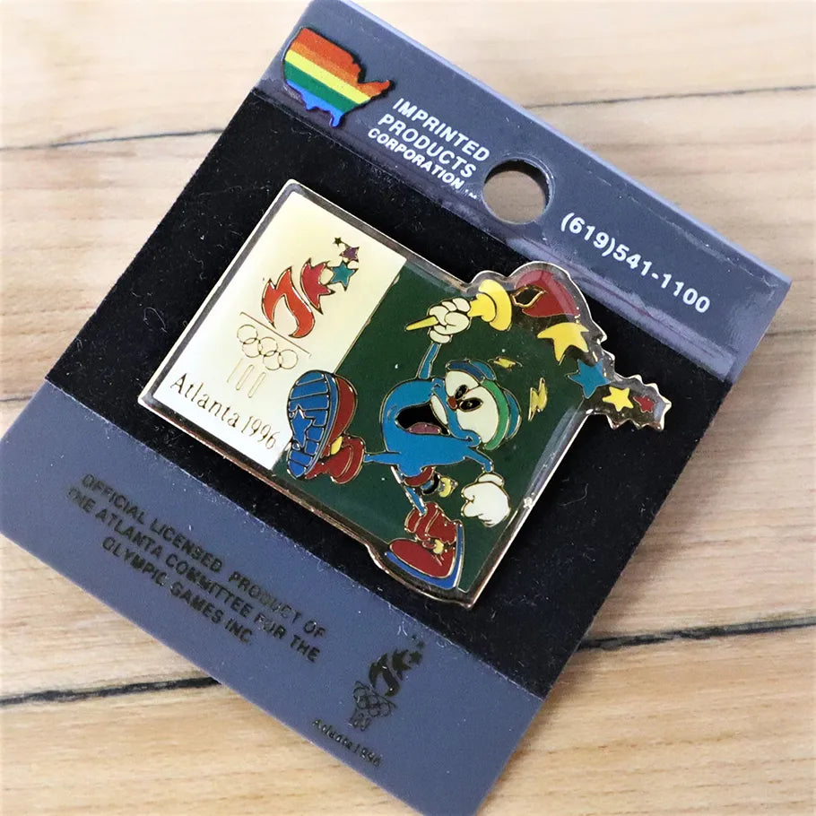 1996 Summer Olympics Promotional Izzy Mascot Enamel Pin New on Card