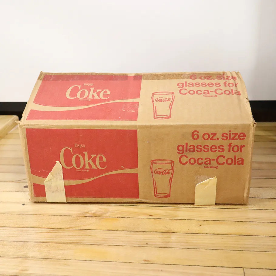 Full Case of Coca-Cola 6oz Mini Tumbler Glasses Double White Logo Original Vintage Box