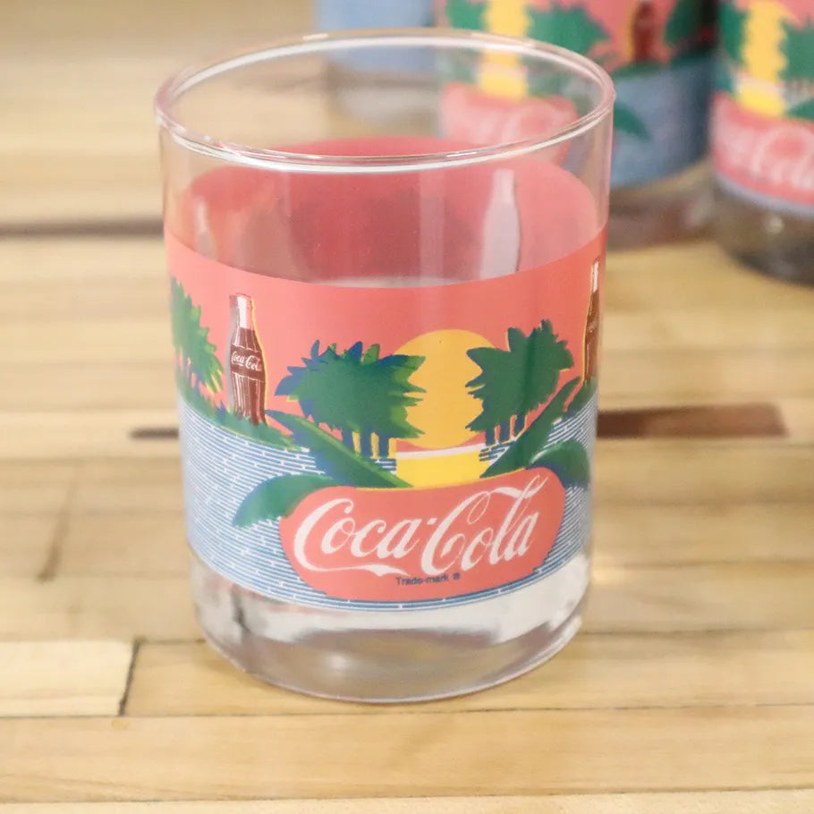 Summer time beach vibe coca cola glass front logo