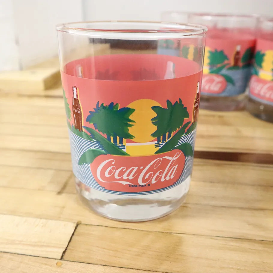 Summer time beach vibe coca cola glass Back Logo