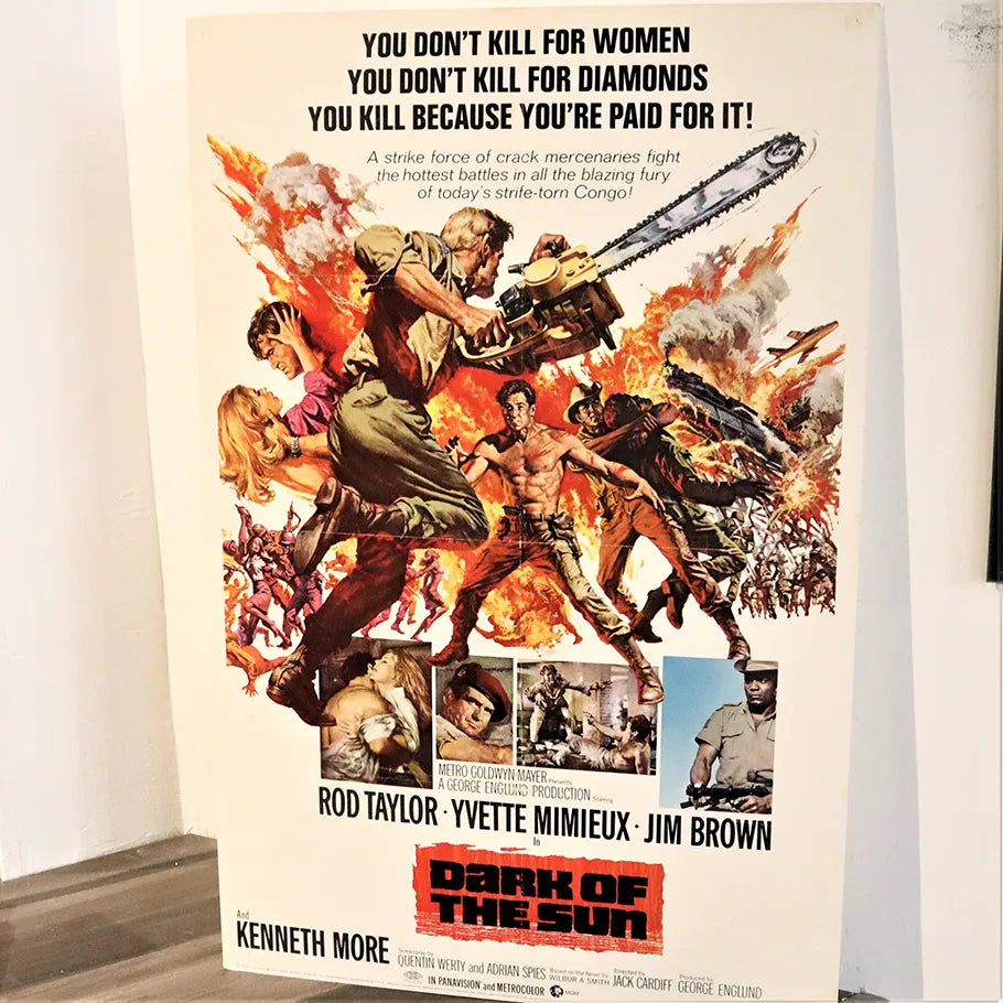 Vintage Action Movie Dark of The Sun Full Sized Printed Ad 40 Inches Tall