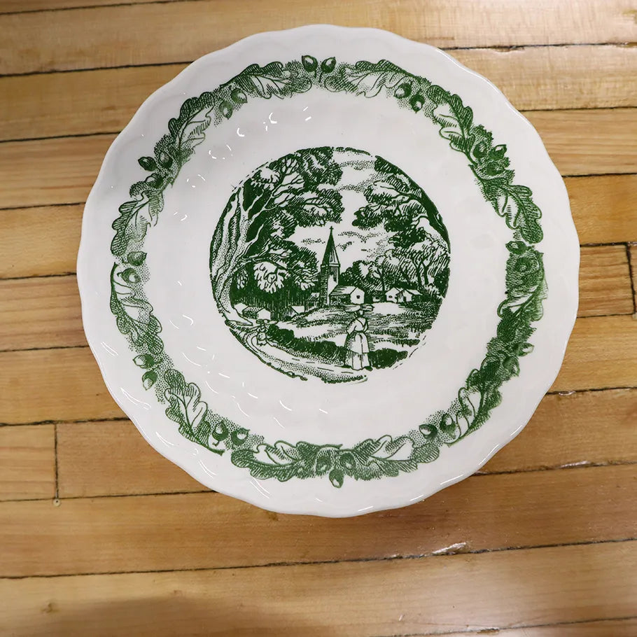 Vintage 22 Piece Set Knowles Green Sleepy Hollow Ceramic Rare Kalla Print Dessert/Bread Plate Design