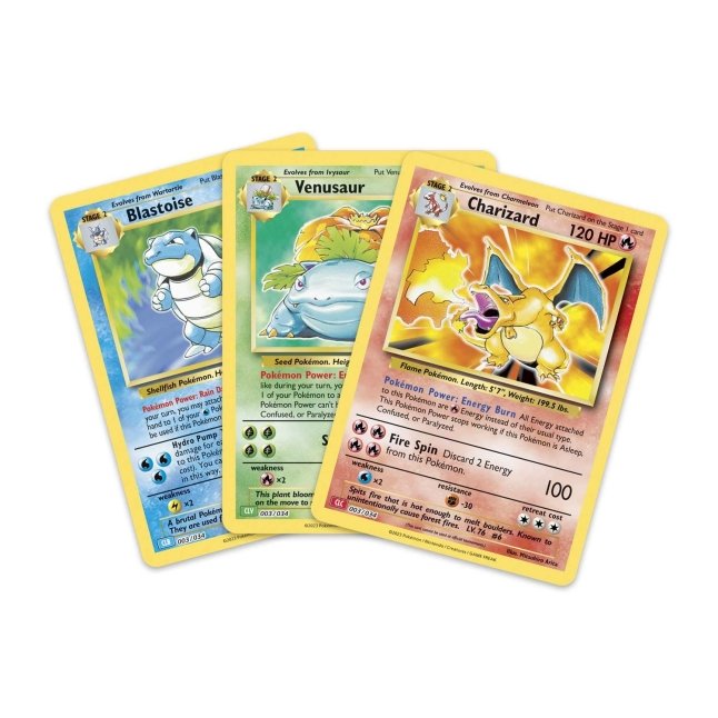 Re-release of the original charizard venusaur and blastoise from the Pokemon Classic Set