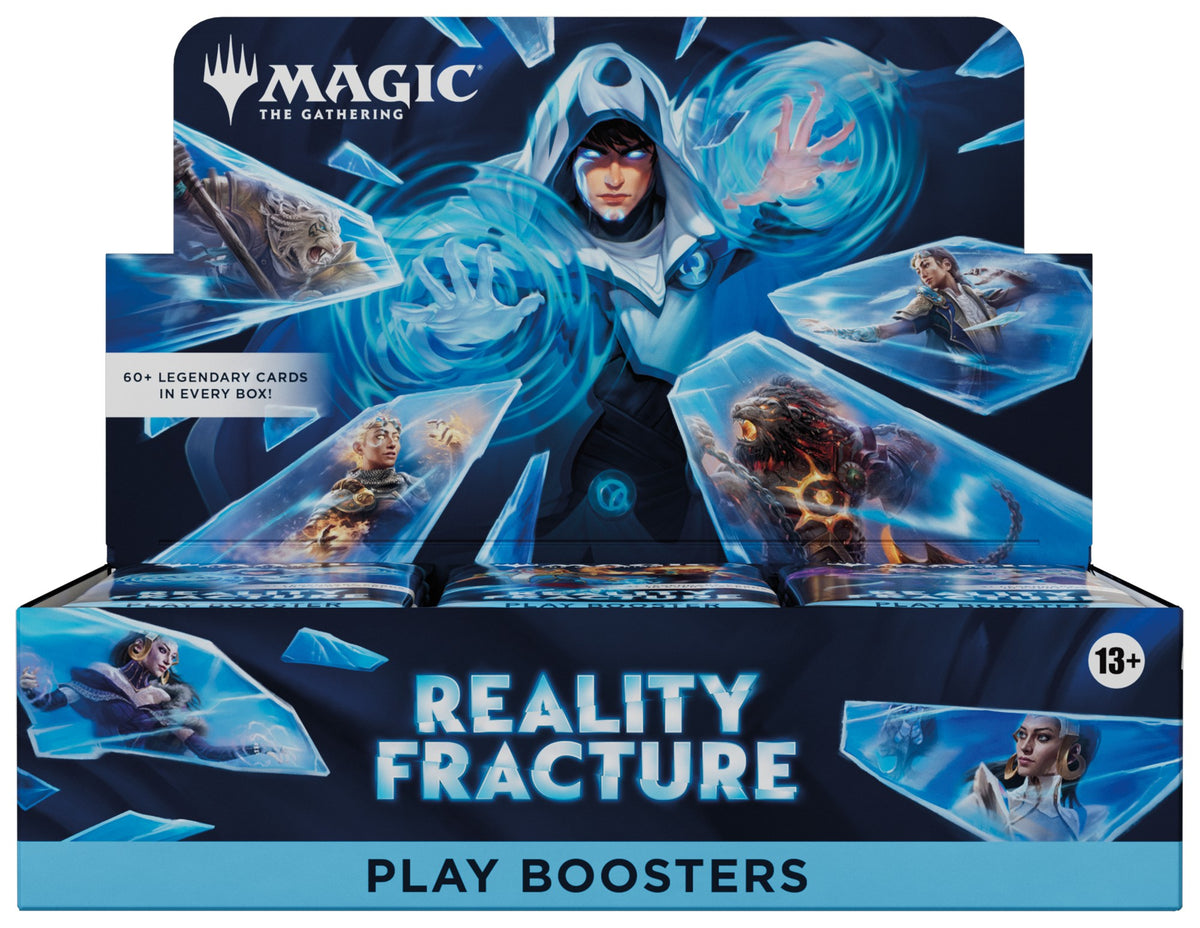Card game booster pack for 'Magic: The Gathering' with character and game elements on a blue background.