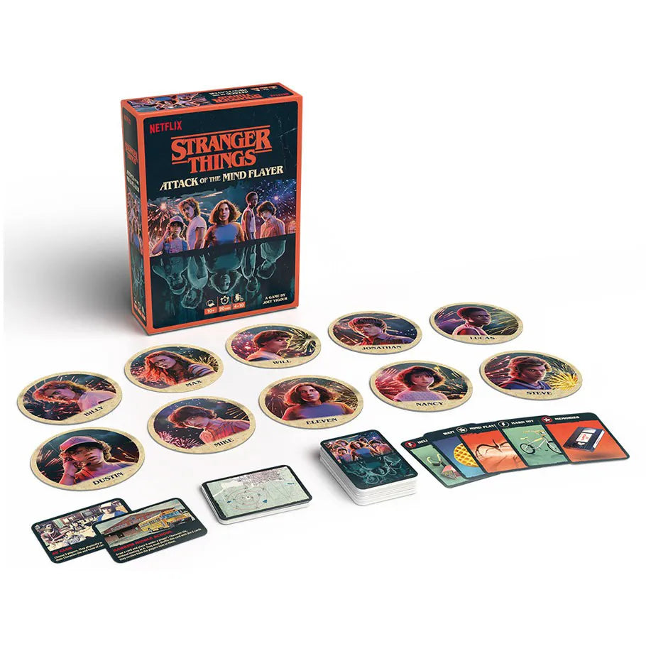 Stranger Things Official Board Game Attack of the Mind Flayer Displayed on Table