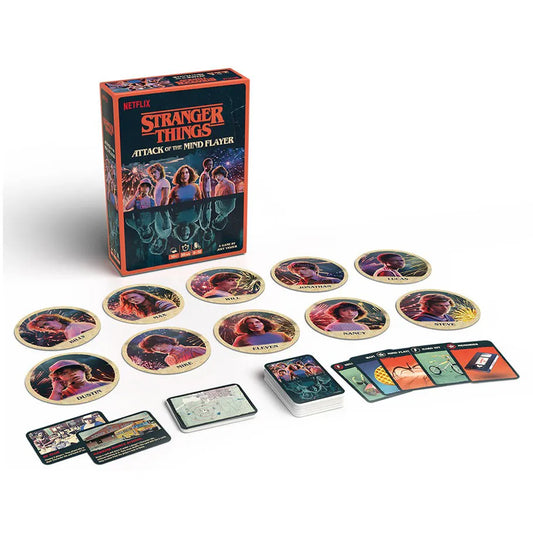 Stranger Things Official Board Game Attack of the Mind Flayer Displayed on Table
