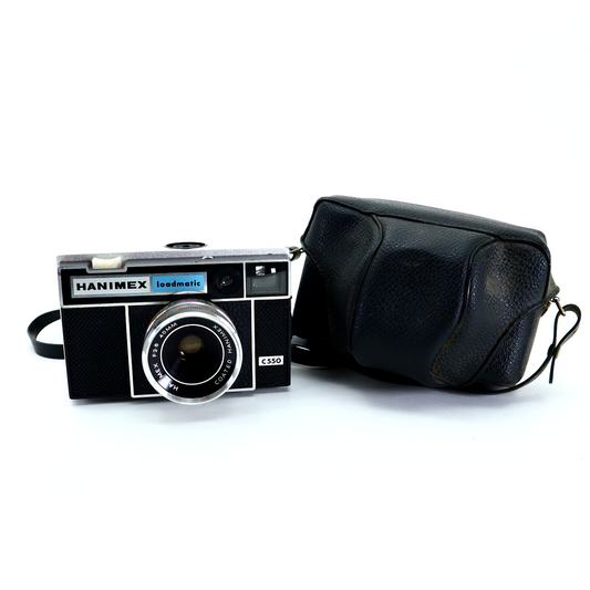 Vintage Hanimex C550 Loadmatic Black Silver Camera w/ Case 40mm Lens Rare Model