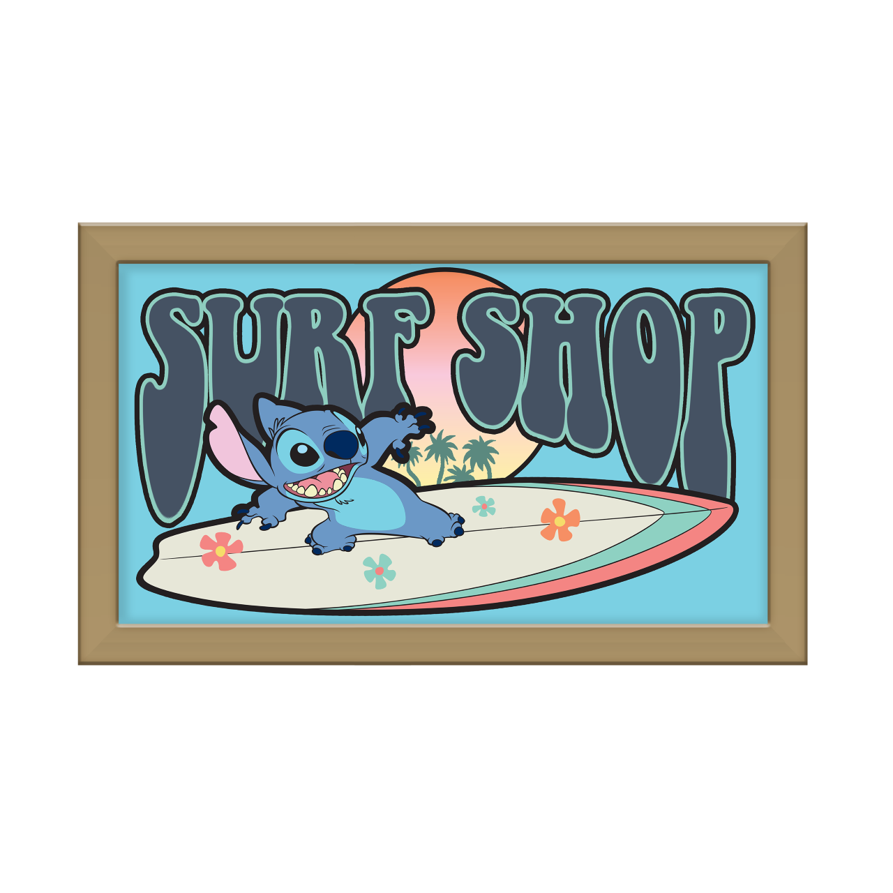Lilo and Stitch Surf Shop Gel Coat 10" x 18" Framed MDF Wall Art