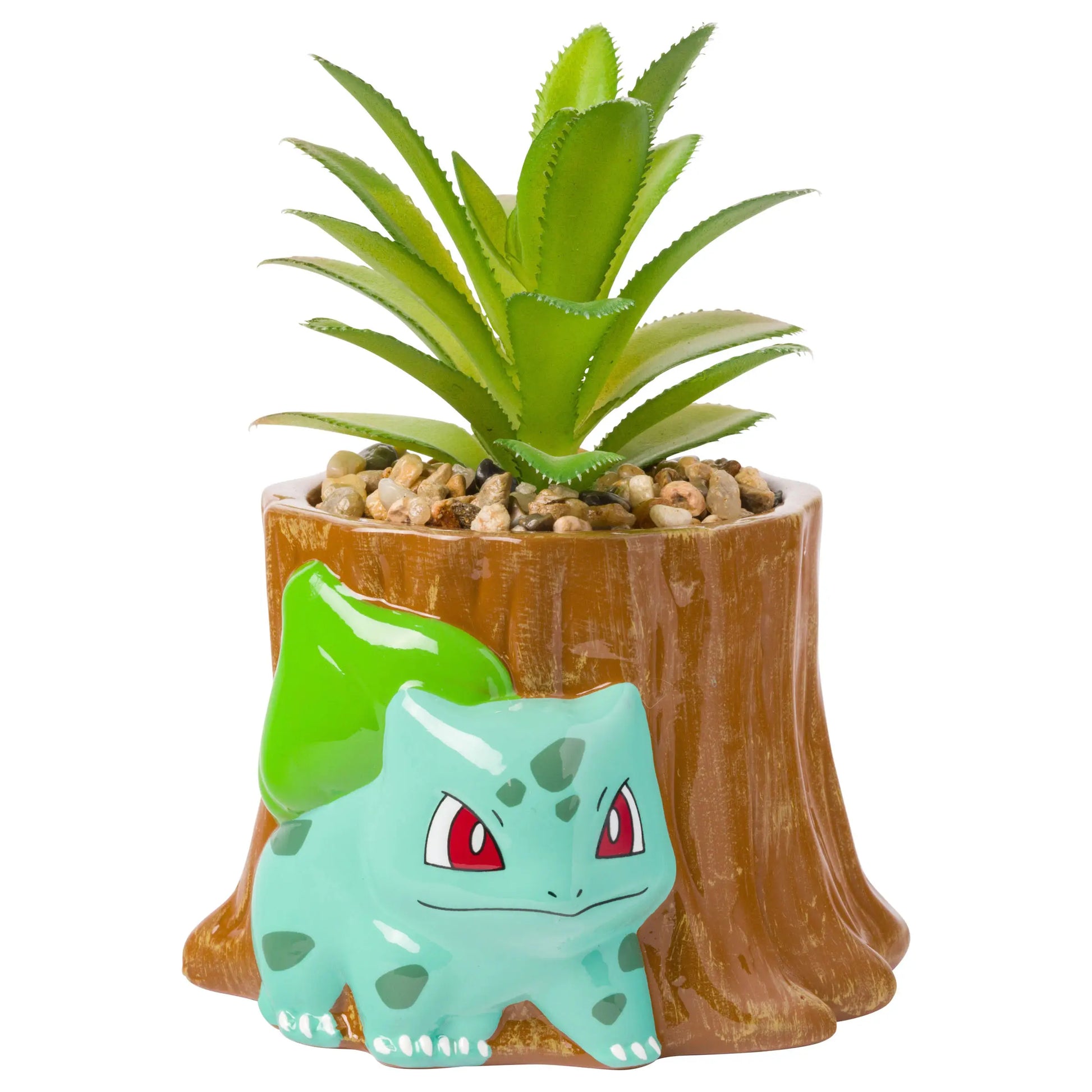 Pokemon Bulbasaur Mini Ceramic Planter With Faux Succulent Front View