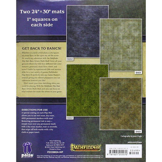 Pathfinder Multi-Pack Basic Terrain Flip-Mat: 24" x 30": Grassland Stone Street Water