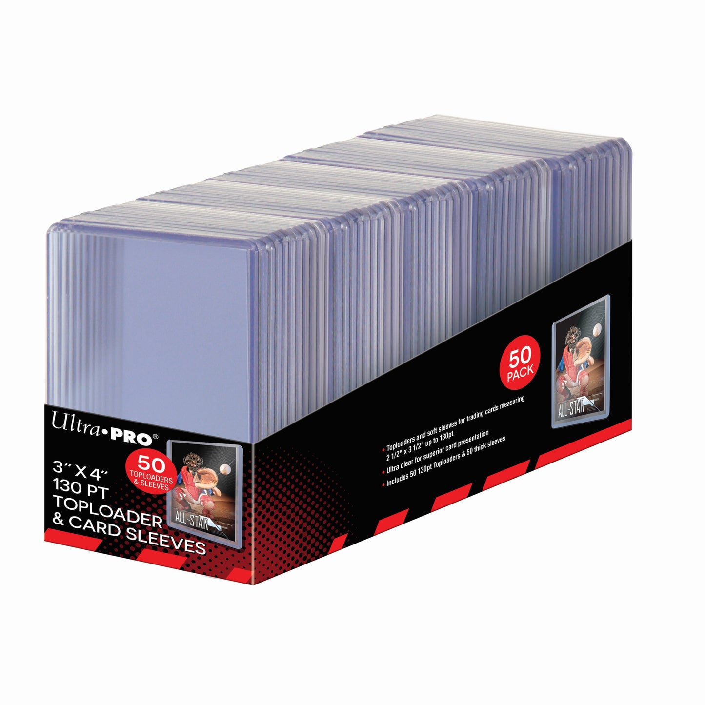50 ct. Ultra Pro 3" X 4" Super Thick 130PT Toploaders with Thick Card Sleeves