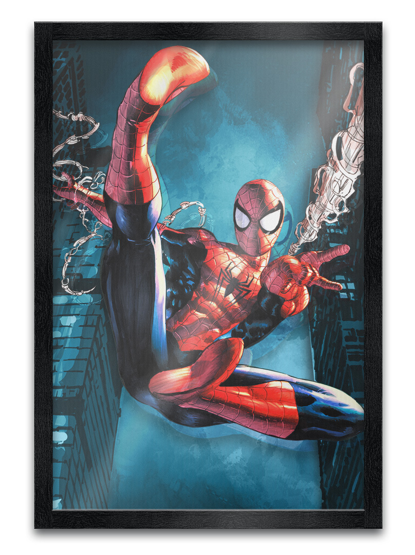 Marvel Spiderman Swings 13x19 Lenticular Framed Wall Decor