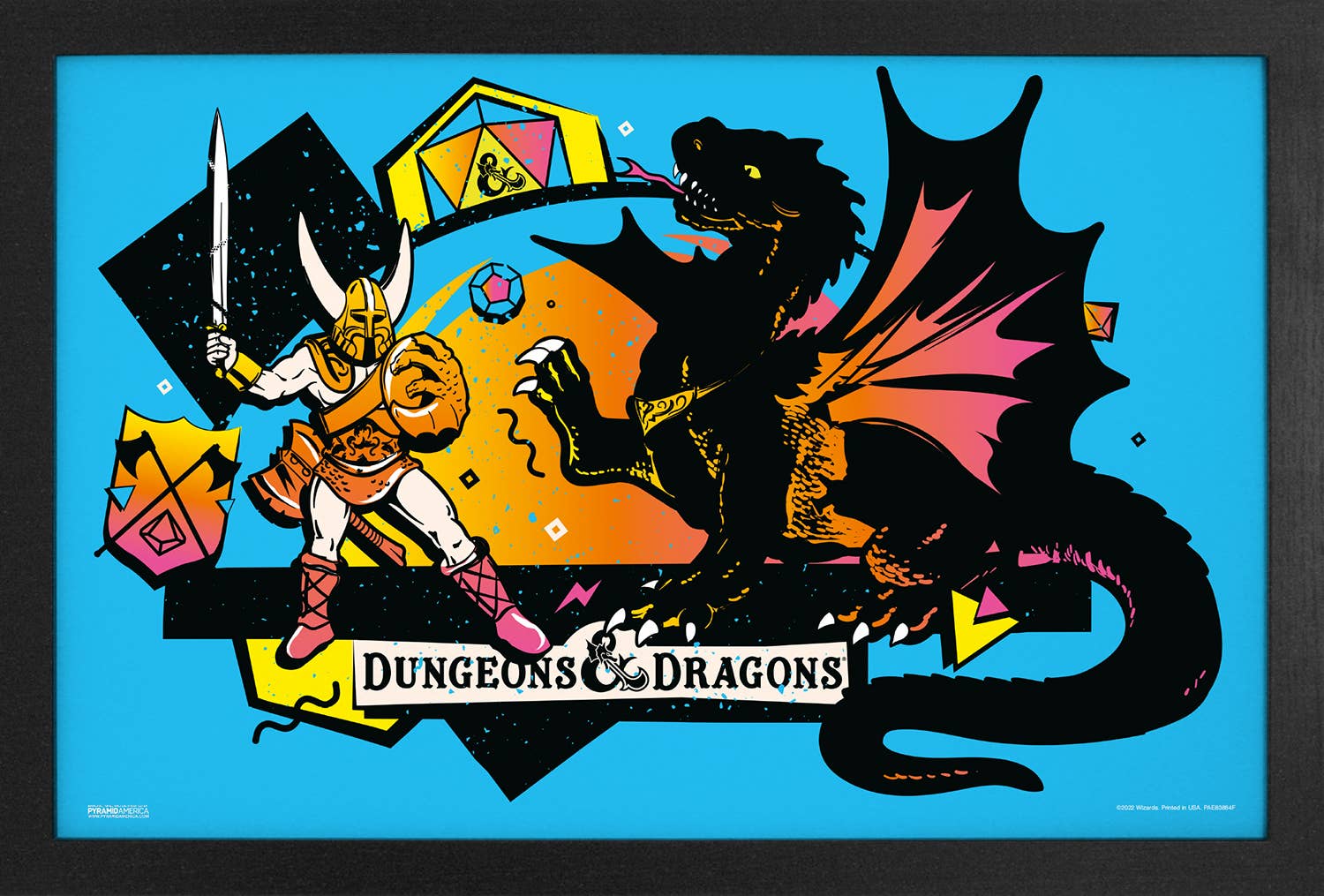 Dungeon & Dragons - Dragon Battle-Vintage 11" x 17" Framed Print Wall Art 