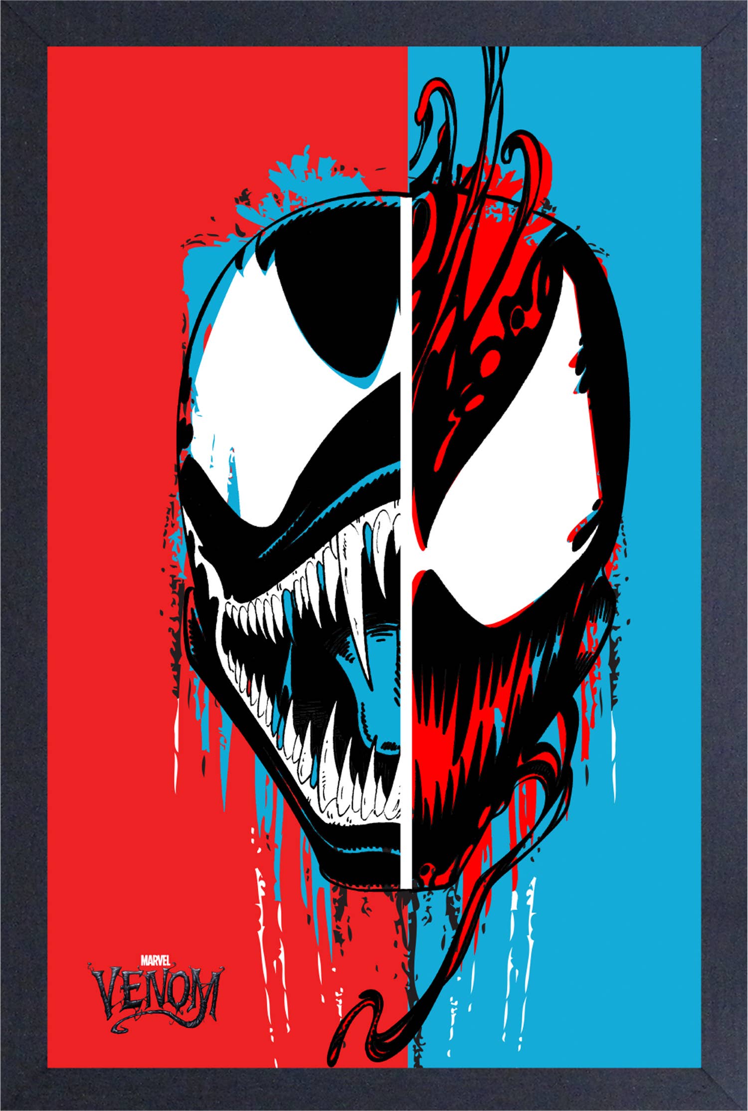 Venom - Split Face 11" x 17" Framed Print Wall Art 