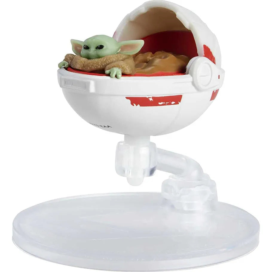 Hotwheels Starwars Starship Series Baby Yoda "The Child" Grogu in Hover Pram 1/64 scale diecast toy outside of box