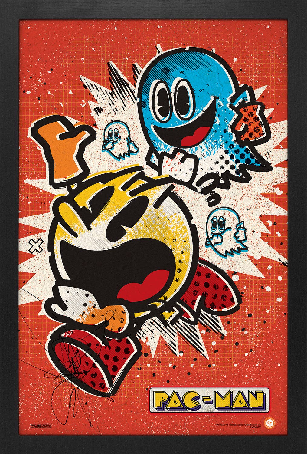 Pac-Man - Vintage Ghost Evade 11" x 17" Framed Print Wall Art
