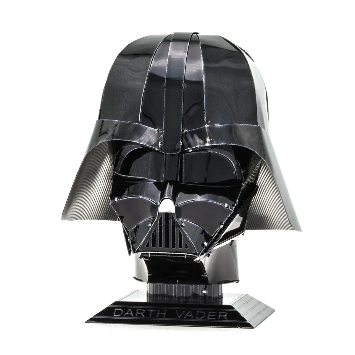 Star Wars Official 3D Metal Model Kit: 3in High Detail Darth Vader Helmet Built and Displayed Front Side