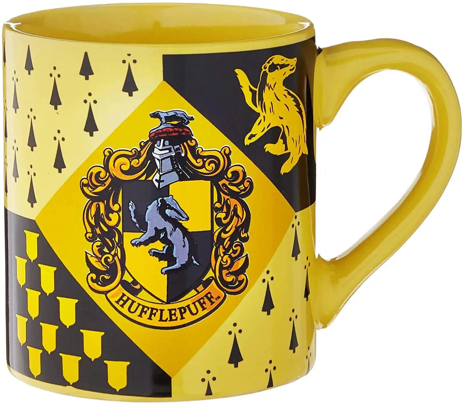 Harry Potter Hogwarts Hufflepuff House Crest 14oz Ceramic Mug Close up Art