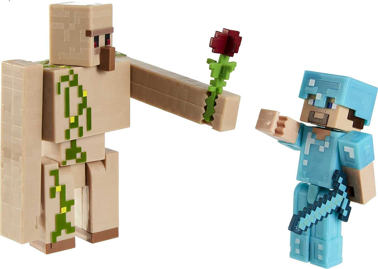 Minecraft Craft-a-Block 2-Pack: Action Figure Set: Diamond Sword Steve & Iron Golem