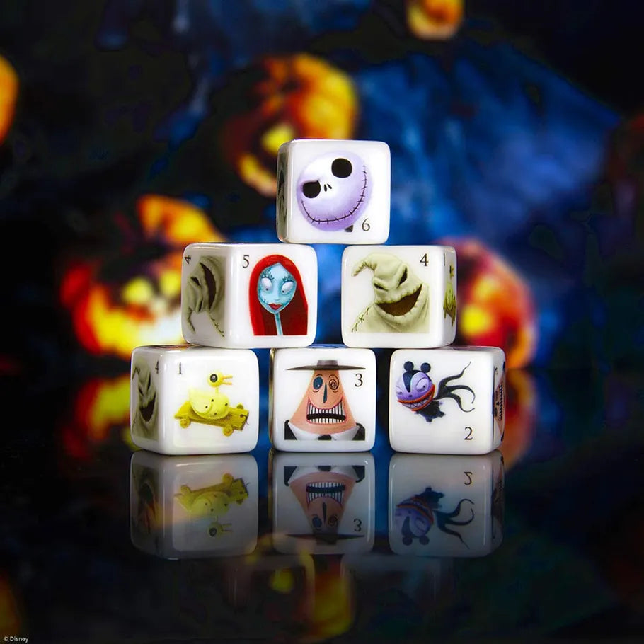 Tim Burton's The Nightmare Before Christmas: D6 Character Dice Set ft. Jack, Sally, Oogie Boogie, The Mayor on Display
