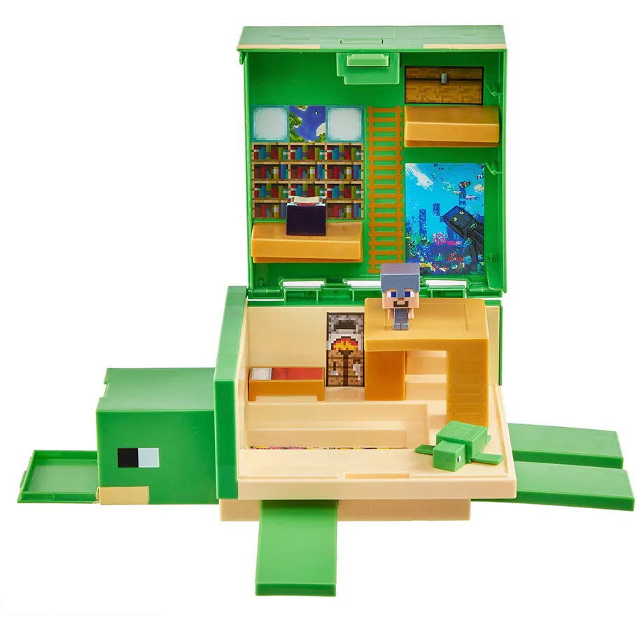 Minecraft Seaturtle Transforming Hideout Base Toy Set Featuring Steve