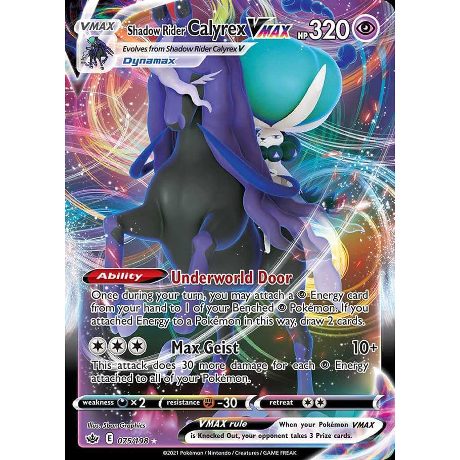 Shadow Rider Calyrex Vmax Pokemon Trading Card Game Holographic Card 075/198