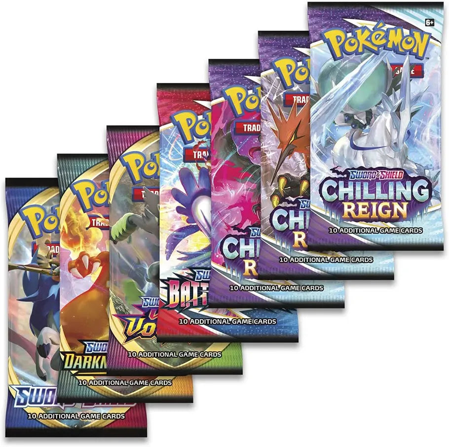 6 Packs of Pokemon Trading Card Booster Packs from a Variety of Sword and Shield Sets