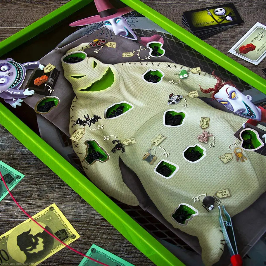 A close up look at oogie boogie in the operation game