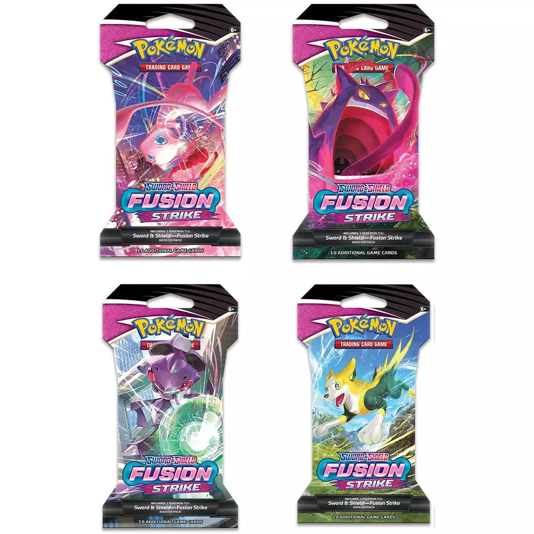 Pokemon Fusion Strike: Sleeved Booster Pack Bundle: 1 of Each Art (4 Total Packs)