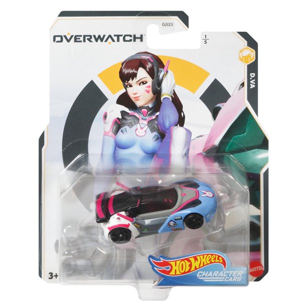 Hot Wheels Video Game Cars - D.Va Overwatch Character - Blue, Gray, Pink - 1:64 Scale