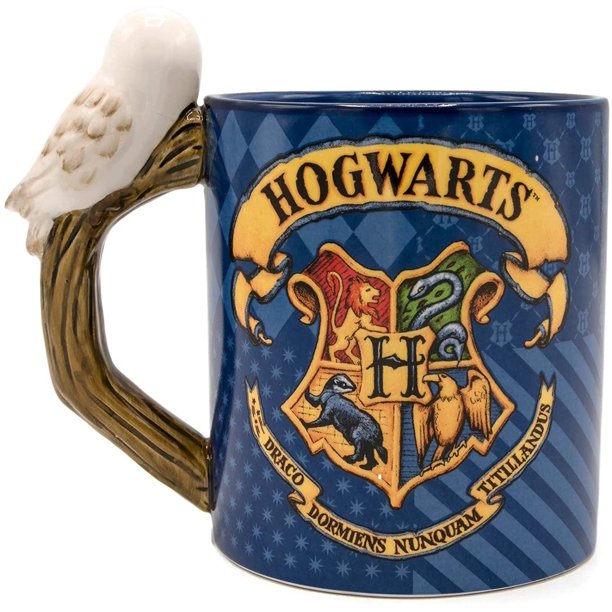 Harry Potter Hogwarts 20oz Ceramic Mug: Featuring Hedwig The Owl Handle Back Profile
