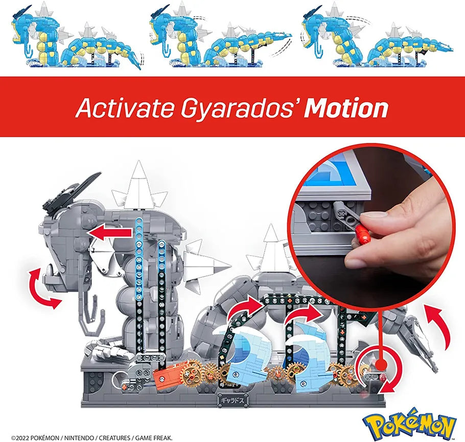 Pokémon Mega Build Kinetic Motion Gyarados Construction Set 2188pc. Example fo Motion Working