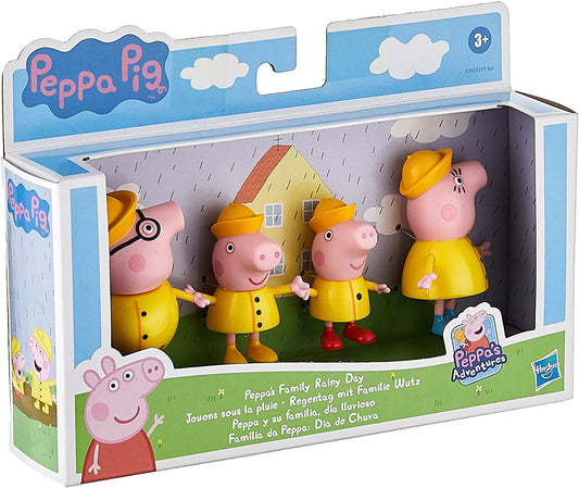 Peppa Pig Adventures Peppa's Family Rainy Day Rain Cost Figure 4-Pack Toy