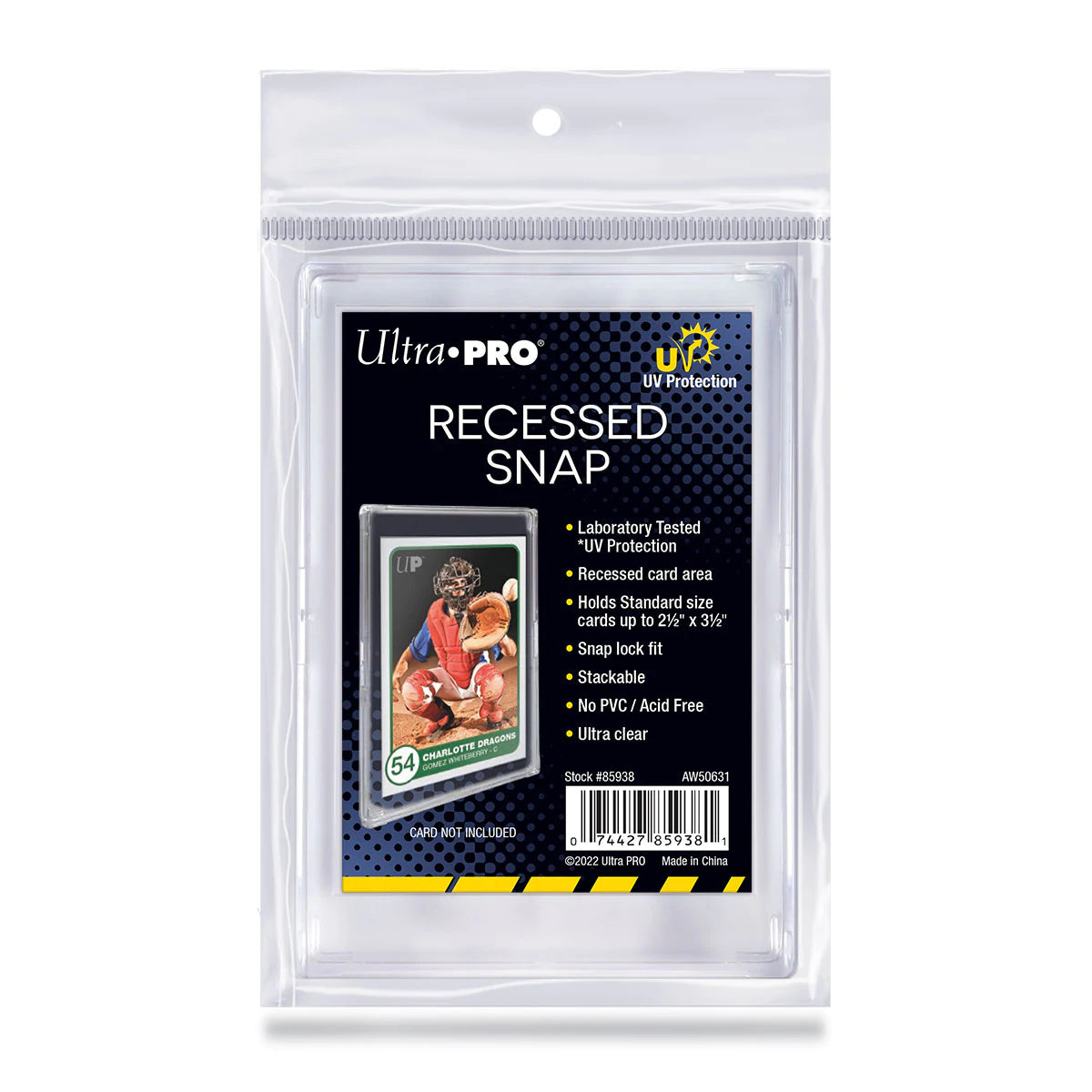 Recessed Snap Heavy Duty UV Protected Standard Sport Trading Card Case: Stackable