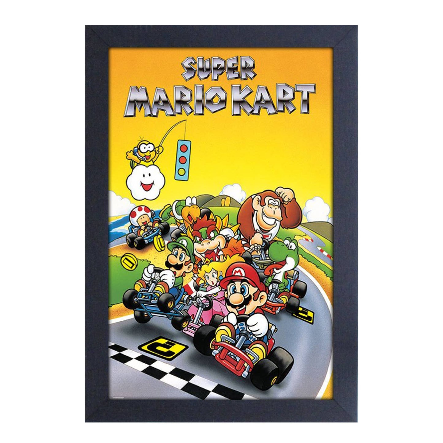 Super Mario Kart - 11" x 17" Retro Framed Print Wall Art 