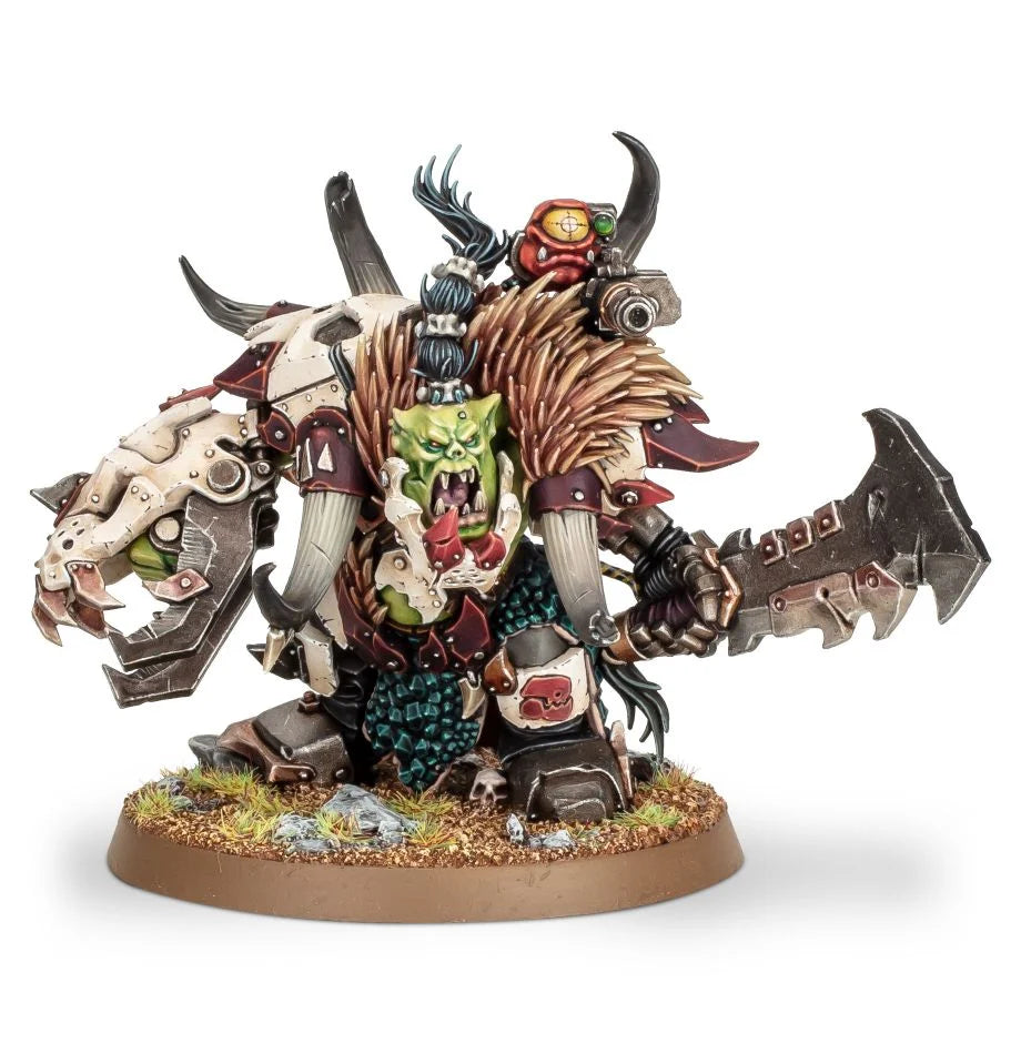 Warhammer 40,000: Orks Beastboss: Unpainted Resin Miniature Painted and DIsplayed