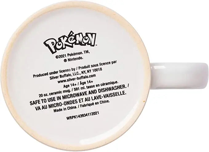 Pokemon Snorlax I Need Coffee "But First Coffee" 20oz Ceramic Mug Bottom View With Pokemon Logo