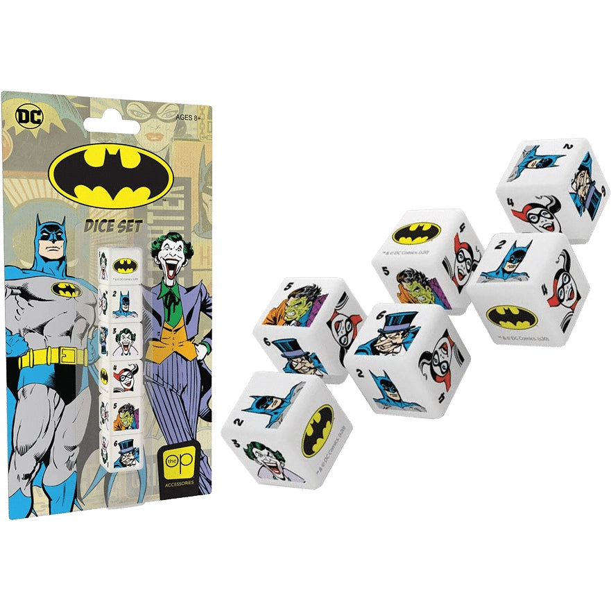 Batman: D6 Character Dice Set ft. Batman, Joker, Harley Quinn, Two-Face, and Penguin