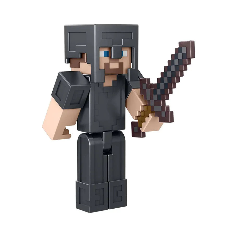 Minecraft Steve in Netherite Armor 3.25 in Action Figure Side Profile