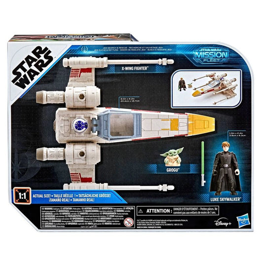 Star Wars Mission Fleet: 6in X-Wing Fighter Luke Skywalkers & Grugo Action Figure Set Back of Box