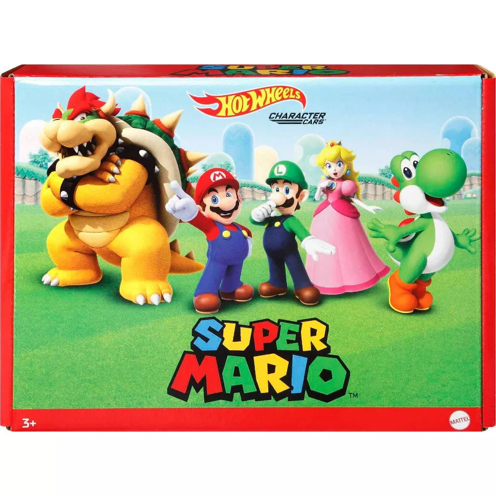 Hot Wheels Super Mario Character Cars: 5-Pack Box Set: 1:64 Scale Box front cover