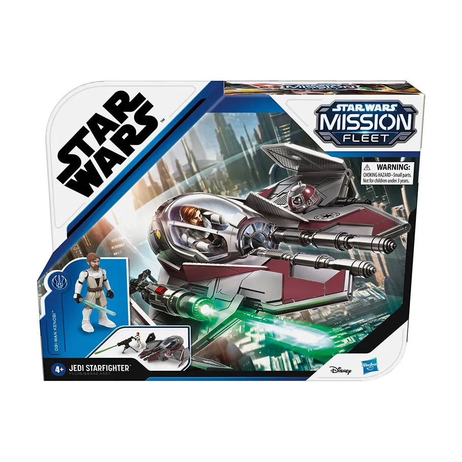 Star Wars Mission Fleet Medium Sized Action Figure Set Featuring the Jedi Starfighter and Obi-Wan Kenobi in the Box