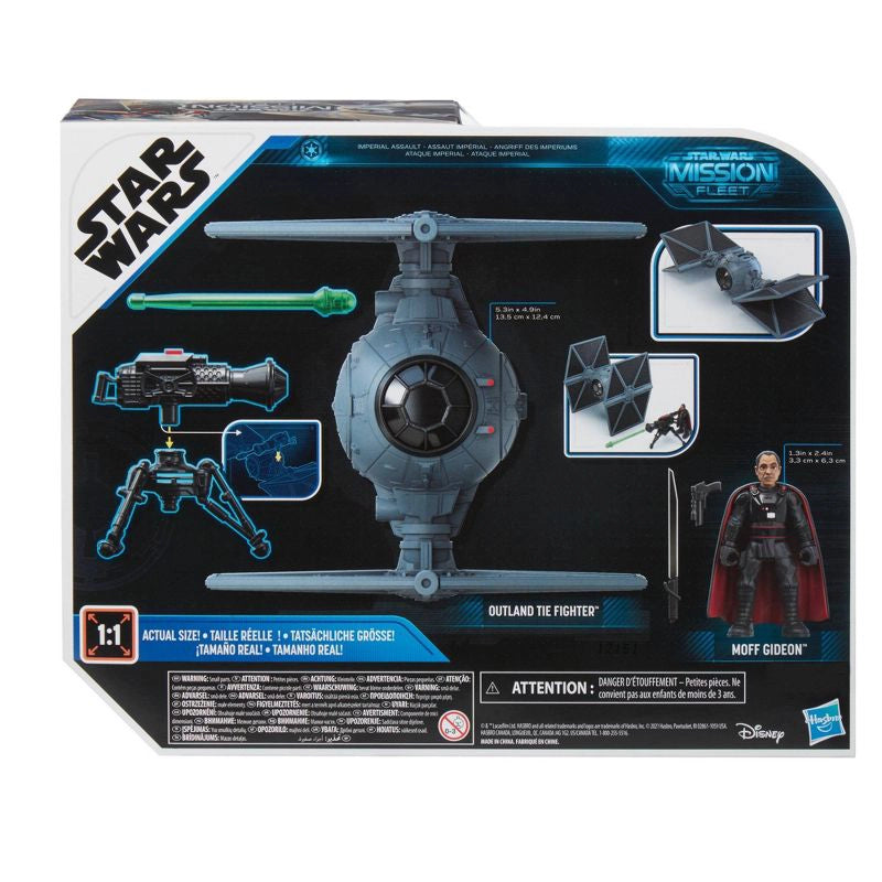 Star Wars Mission Fleet: 5in Outland Tie Fighter & Moff Gideon Action Figure Set Back of Box