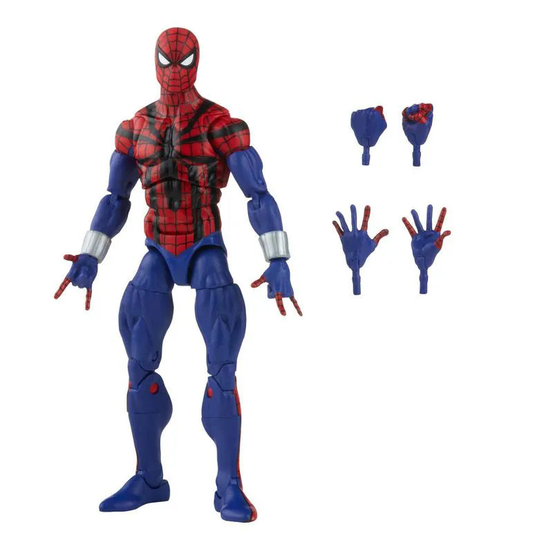 Marvel Legends Series Spider-Man Action Figure: 6-inch Ben Reilly Spider-Man Out of Box with Accessories Displayed