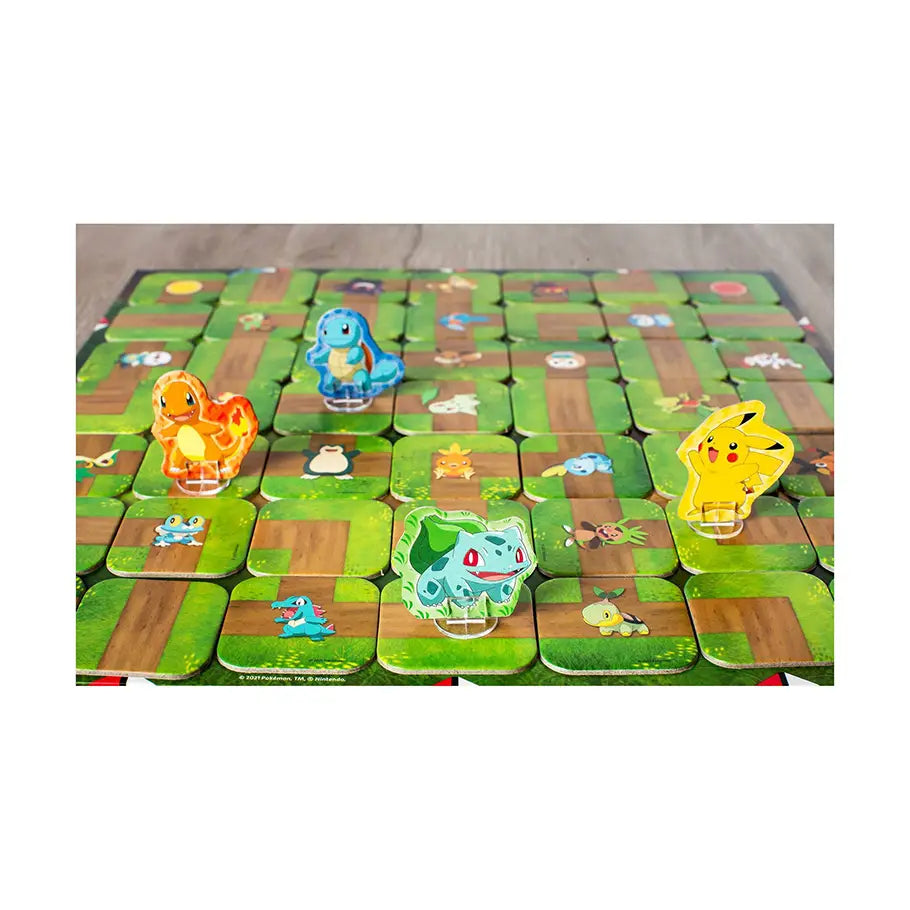 Close of up the Pokemon Labyrinth Board game pieces