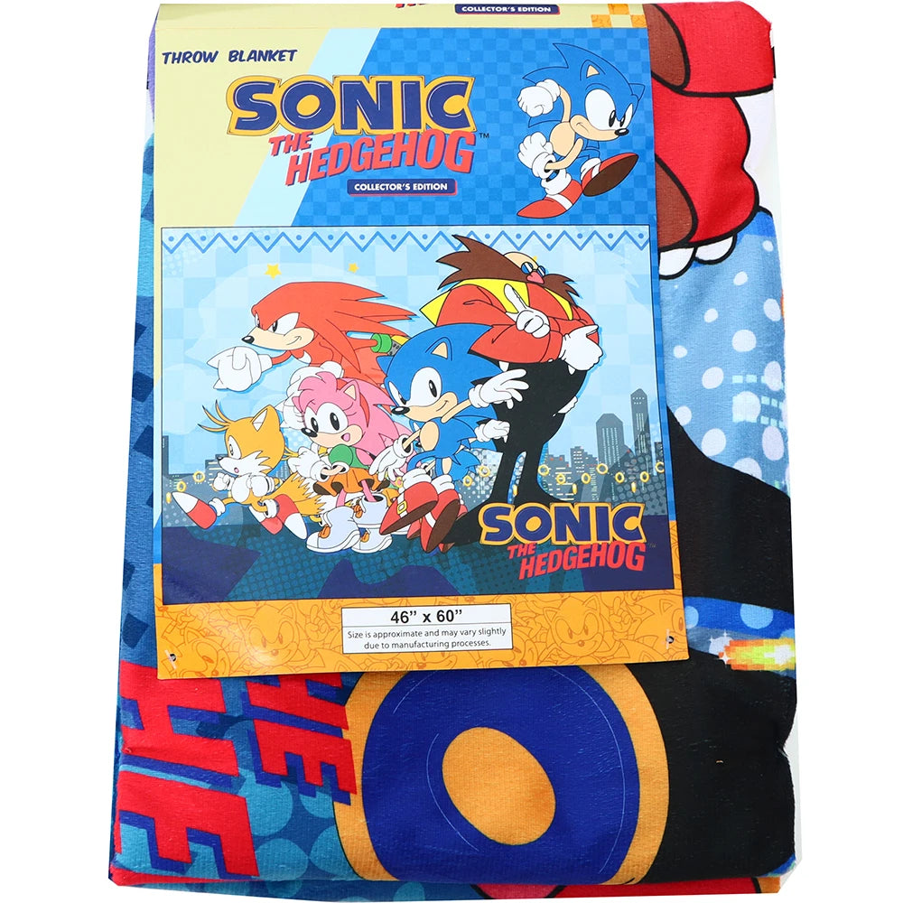 Sonic the Hedgehog Official Video Game Throw Blanket: 60in x 46in Collector's Edition Character Art