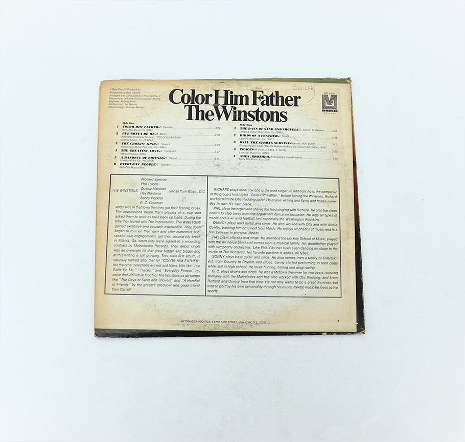 Vintage 12-in Vinyl Record The Winstons Color Him Father Metro Media Print Back View