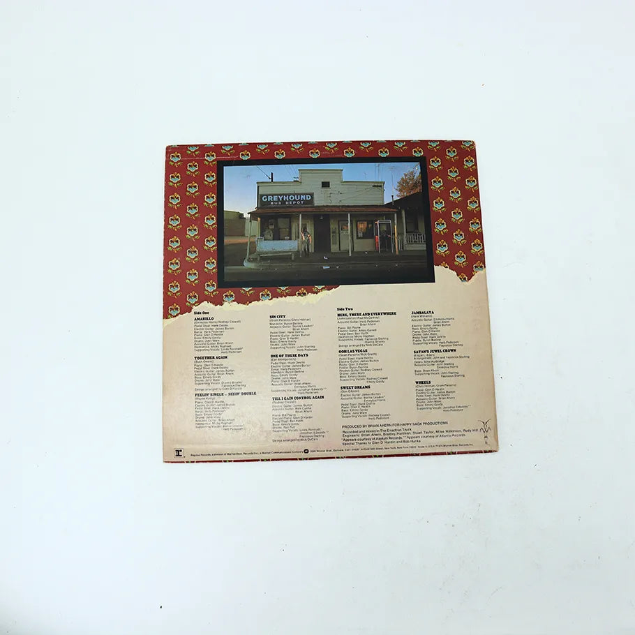 Vintage 12-in Vinyl Record Emmylou Harris Elite Hotel Reprise Print Back View