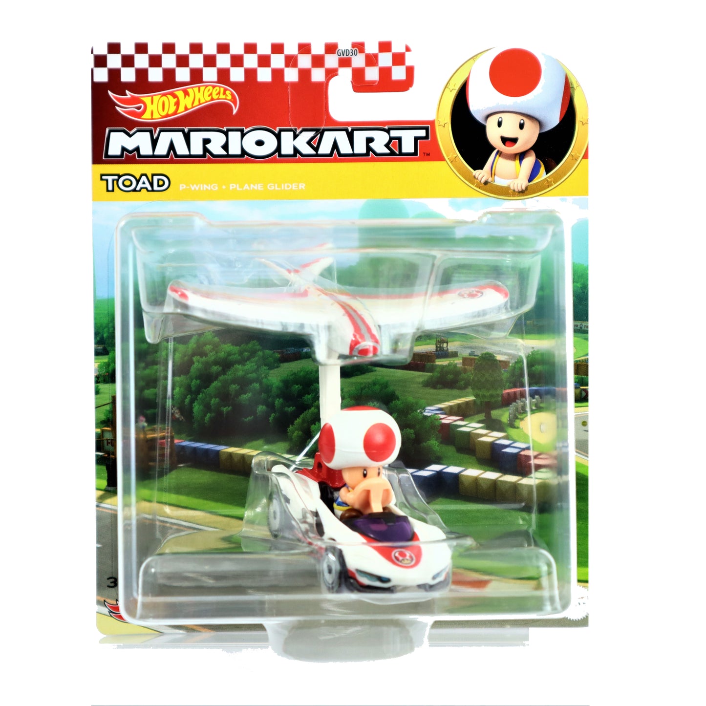 Hot Wheels Mario Kart Cars: Toad Nintendo Glider Edition: Red & White: 1:64 Scale